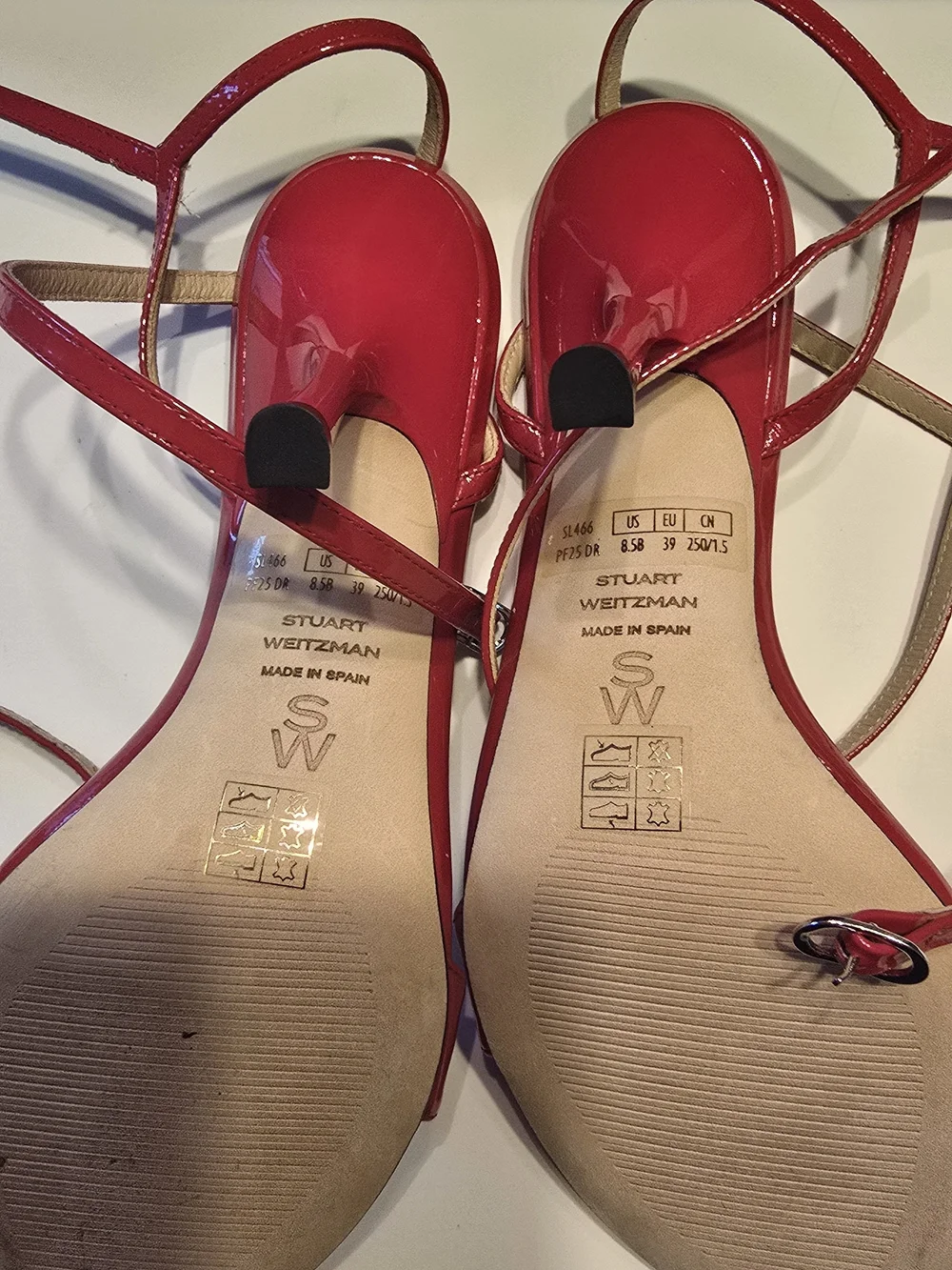 Stuart Weitzman Red Patent Strap Sandals